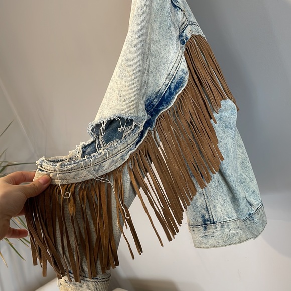 Vintage Denim Fringe Jacket - Picture 2 of 5